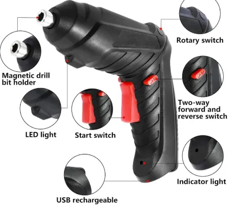 46 Pcs Rechargeable Powerful Cordless Screwdriver With Drill Machine
